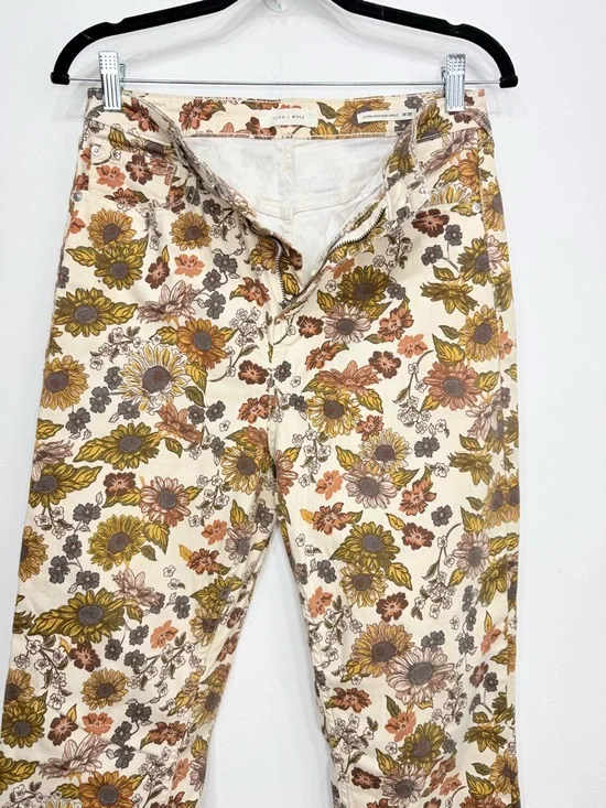 Cleo + Wolf Country Garden Yellow Floral Print High Rise Boot Cut Jeans - Picture 8 of 16